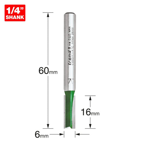 Trend C005 x 1/4 TCT Two Flute Cutter 6.0 x 16.0mm-C005X1/4TC Main Image