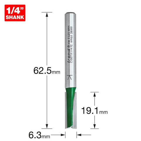 Trend C007 x 1/4 TCT Two Flute Cutter 6.3 x 19.1mm-C007X1/4TC Main Image