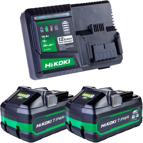 Hikoki T-PWR MultiVolt Starter Pack with 2x 8.0Ah 18V / 4.0Ah 36V Tabless MultiVolt Batteries & Fast Charger Main Image