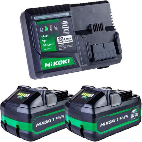Hikoki T-PWR MultiVolt Starter Pack with 2x 8.0Ah 18V / 4.0Ah 36V Tabless MultiVolt Batteries & Fast Charger Main Image