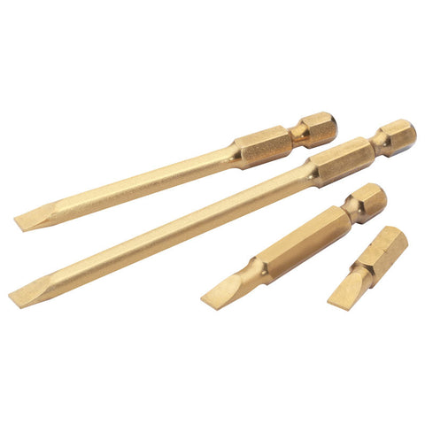 Draper 3mm 1/4  Hex Plain Slot Titanium Nitride Coated Insert Bit 100mm Long x 1 Main Image