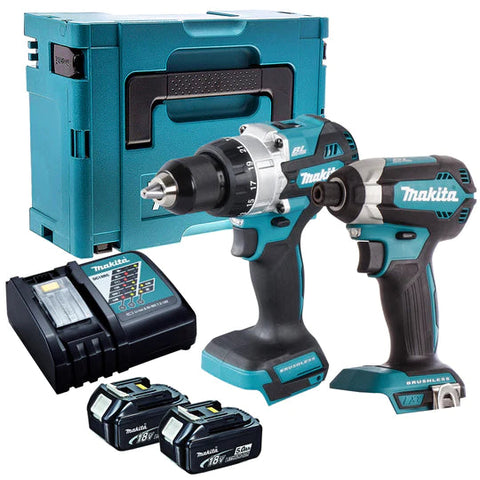 Makita 18V 2 Piece Cordless Kit with 2 x 5.0Ah Batteries Main Image