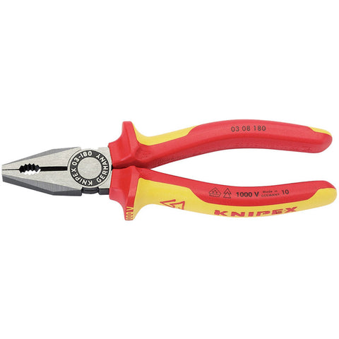 Draper Knipex 03 08 180UKSBE VDE Fully Insulated Combination Pliers, 180mm Main Image