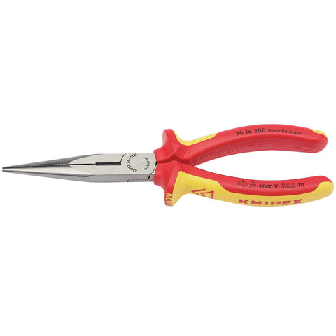 Draper Knipex 26 18 200UKSBE VDE Fully Insulated Long Nose Pliers, 200mm Main Image