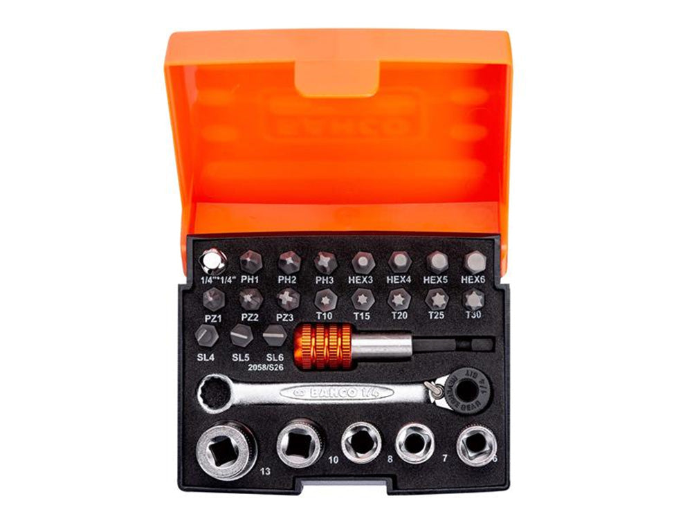 Bahco Ratchet Socket Set of 26 Metric 1/4in Drive-2058/S26 Main Image