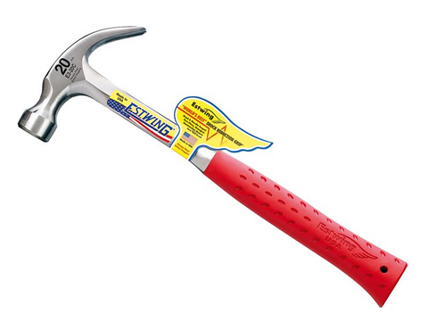 Estwing E3/20C Curved Claw Hammer - Red Vinyl Grip 560g (20oz)-E3/20CREDBLACK
