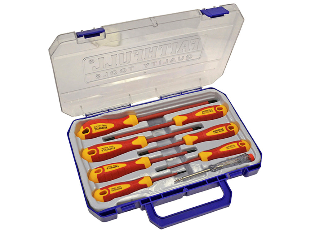 Faithfull VDE Soft Grip Screwdriver Set (Case), 8 Piece- Main Image