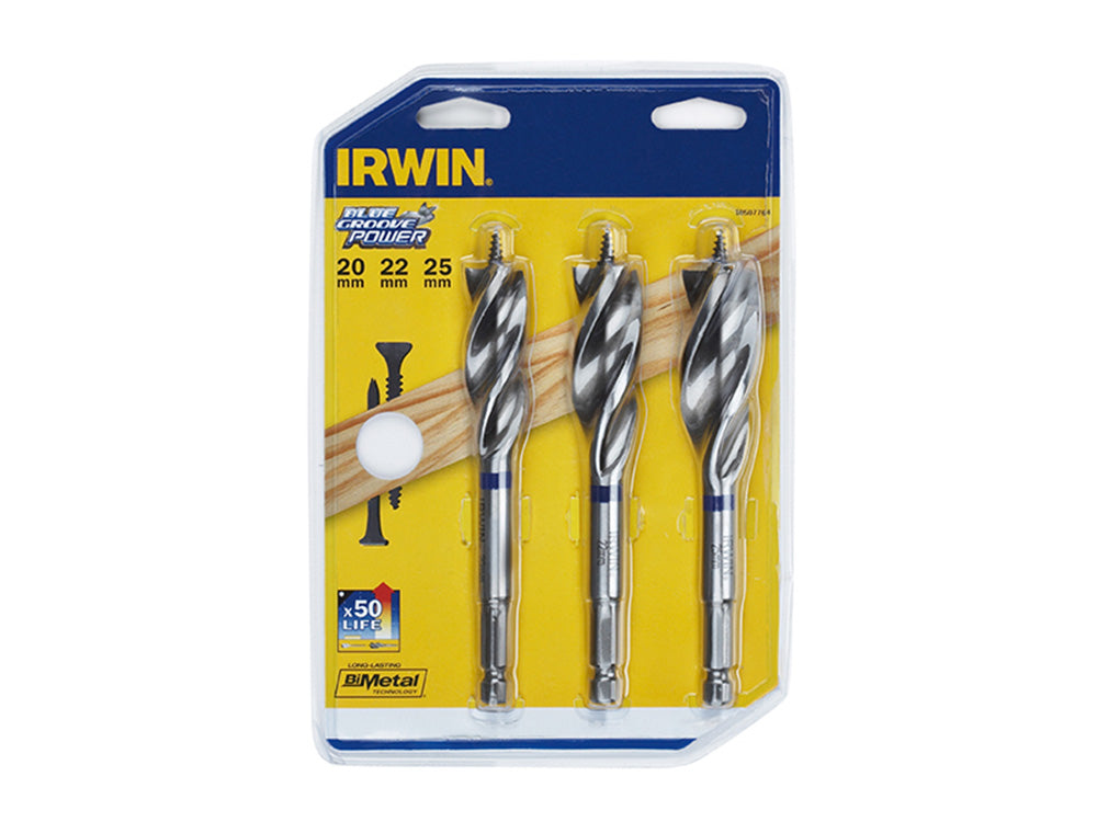 IRWIN Blue Groove Wood Power Bit Set, 3 Piece 20 22 & 25mm-10507764 Main Image