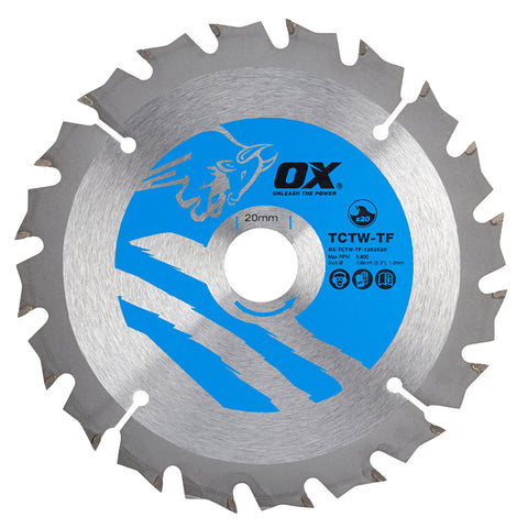 OX Wood Cutting Thin Kerf Circular Saw Blade 136/20mm, 20 Teeth ATB - OX-TCTW-TF-1362020 Main Image