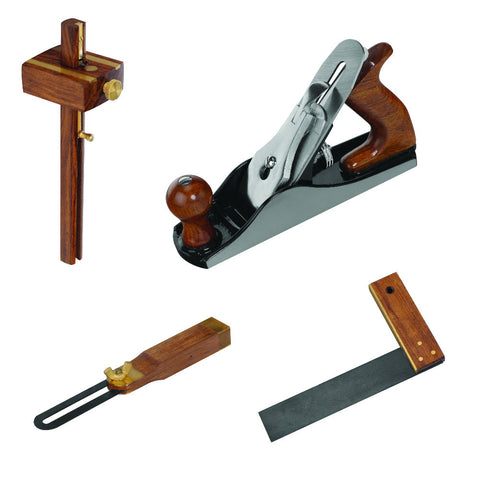 Spectre 4pc Carpentry Set in Wooden Box (No.4 Plane, Square, Bevel, Gauge) Main Image