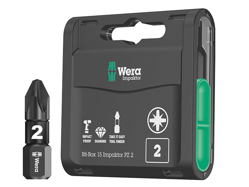 Wera Bit-Box 15 Impaktor PZ, PZ 2 x 25 mm, 15 pieces 05057763001 Main Image