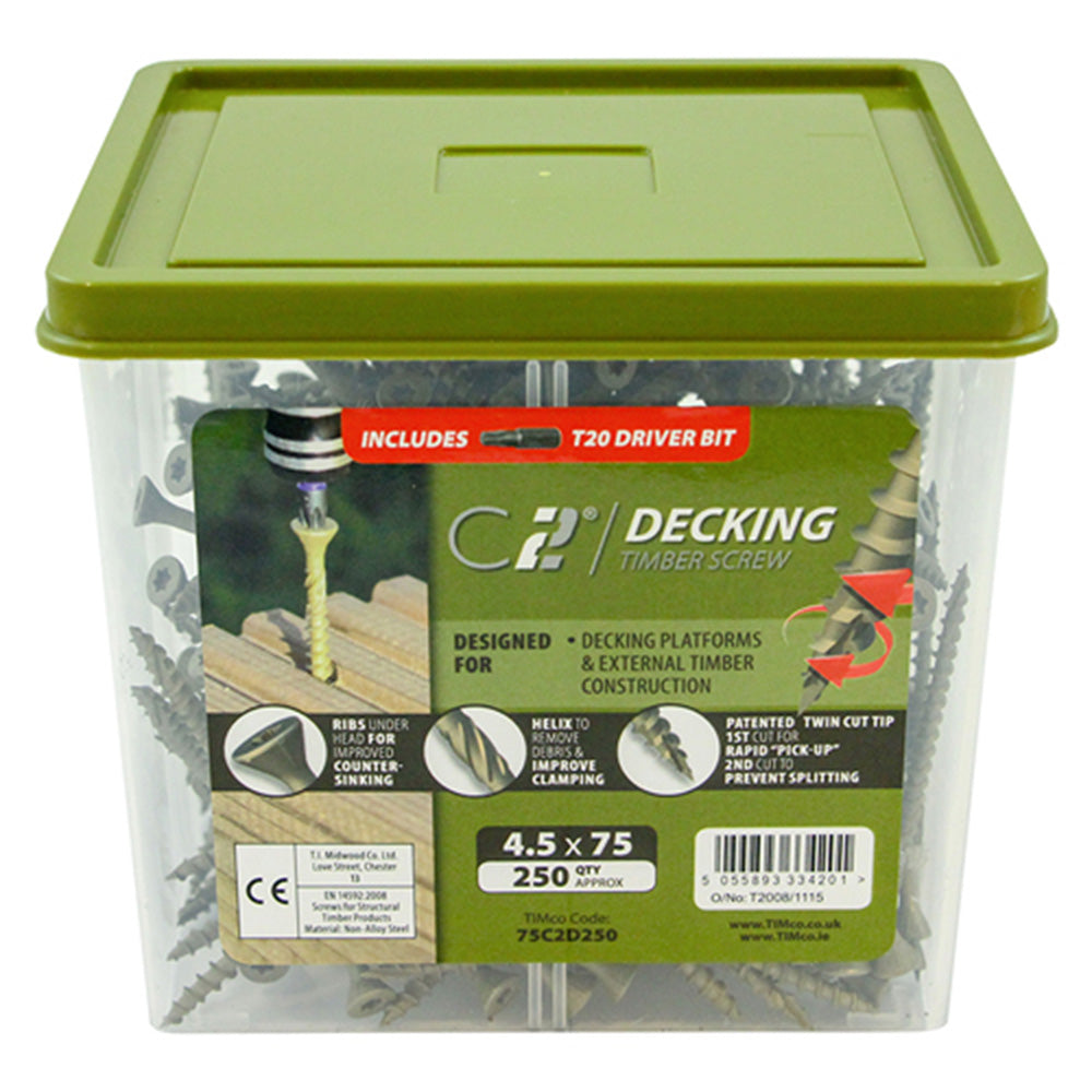 C2 Advanced Decking Timber Screws - TX - Countersunk - Exterior - Green Main Image