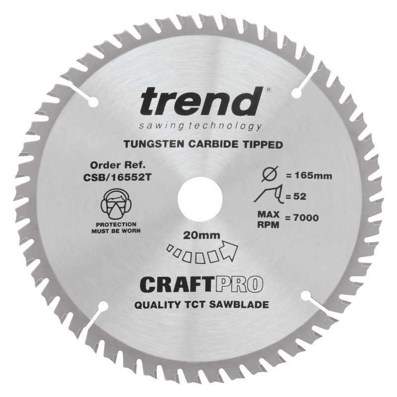 TREND CSB/16552T CRAFT SAW BLADE 165MM X52T X20 THIN Main Image