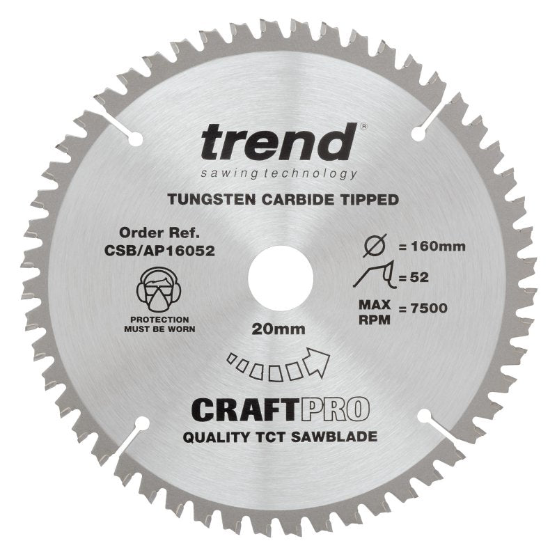 TREND CSB/AP16052 CRAFT BLADE TCP 160MM X 52T X 20MM Main Image