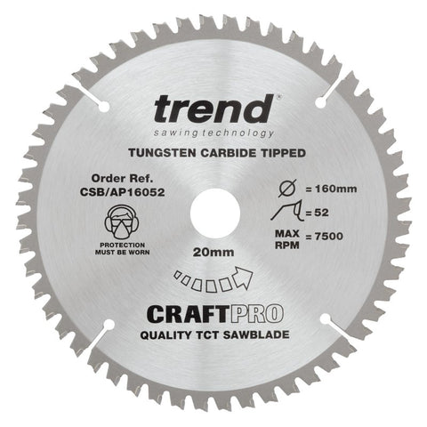 TREND CSB/AP16052 CRAFT BLADE TCP 160MM X 52T X 20MM Main Image