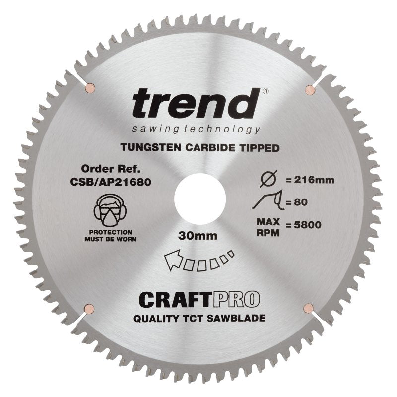 TREND CSB/AP21680 CRAFT BLADE TCP 216MM X 80T X 30MM Main Image