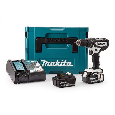 Makita DHP482RFWJ 18v LXT White Combi Drill inc 2x 3.0Ah Batteries Main Image