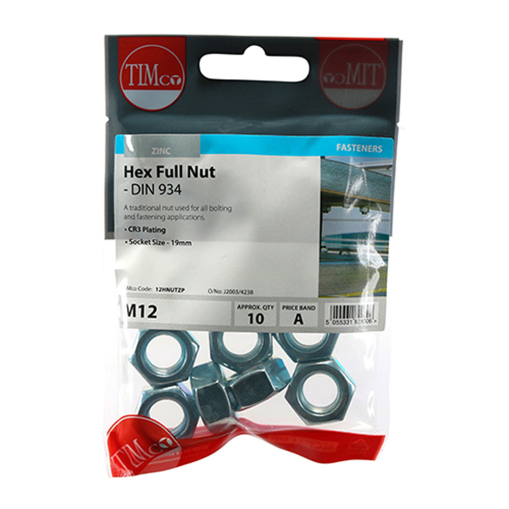 Hex Full Nut (DIN 934) - Zinc Main Image