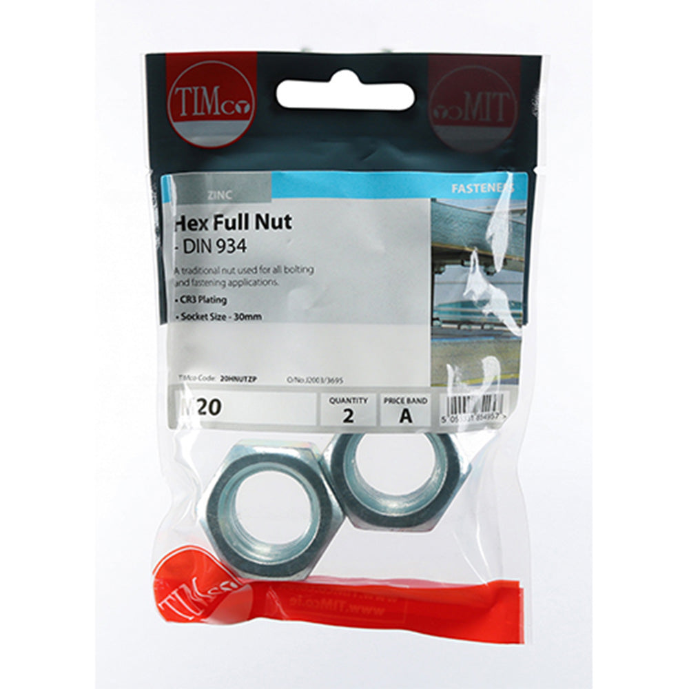 Hex Full Nut (DIN 934) - Zinc Main Image
