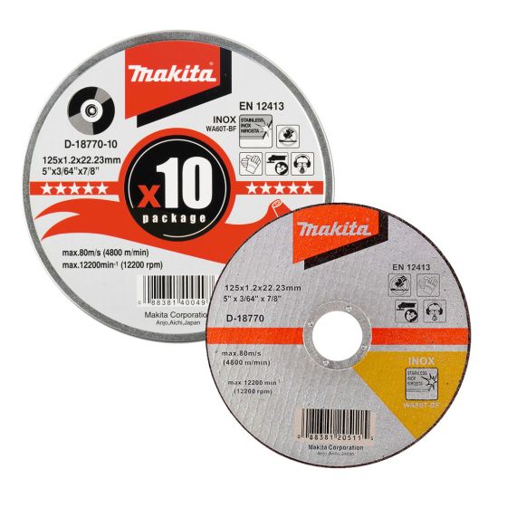Makita D-18770-10 Thin Cutting Discs in Tin x10 Pcs 125mm Main Image