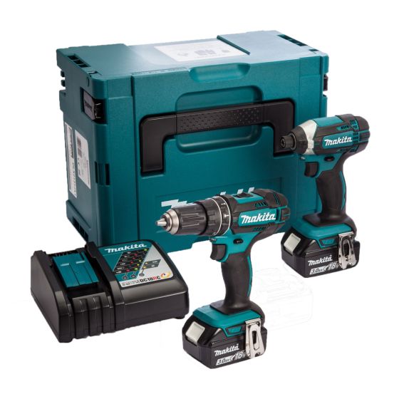 Makita DLX2131J 18v LXT Cordless Twin Kit DHP482 Combi & DTD152 Impact Driver inc 2x 3.0Ah Batts Main Image