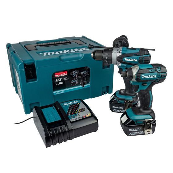 Makita DLX2145J 18v Cordless Twin Kit DHP458 Combi Drill & DTD152 Impact Driver inc 2x 5.0Ah Batts Main Image