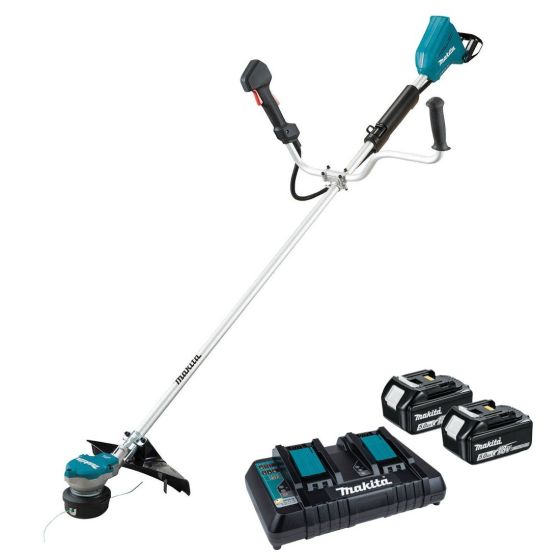 Makita DUR368APT2 Twin 18v LXT Cordless Brushless Brush Cutter Inc 2x 5.0Ah Batts Main Image