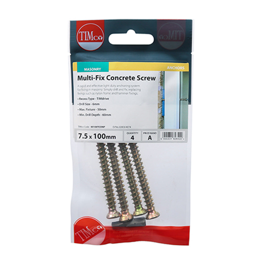 Multi-Fix Concrete Screw - Countersunk - Yellow00100TCONP Main Image
