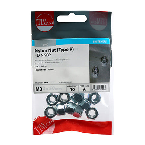 Nylon Nut - Type P (DIN 982) - Zinc Main Image