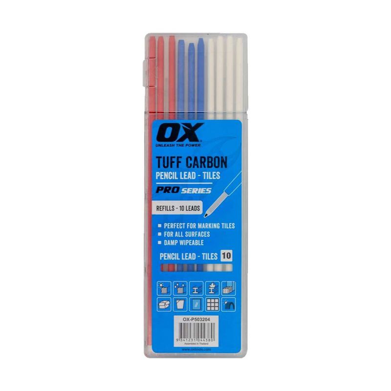 Ox Tools P503204 Tuff Carbon Tile Pencil Lead Pack X10 Pcs Main Image