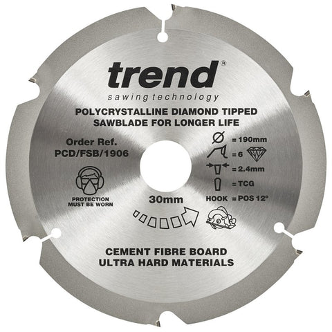 TREND PCD/FSB/1906 FIBRE CEMENT SAWBLADE PCD 190X6TX30MM Main Image