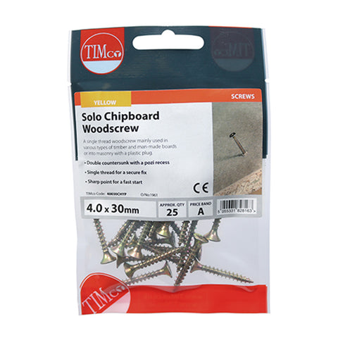Solo Woodscrews - PZ - Double Countersunk - Yellow Main Image
