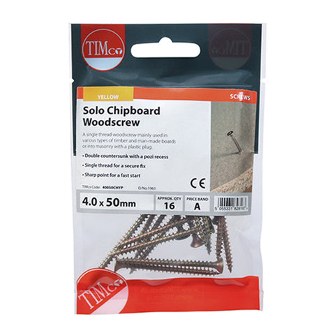 Solo Woodscrews - PZ - Double Countersunk - Yellow Main Image