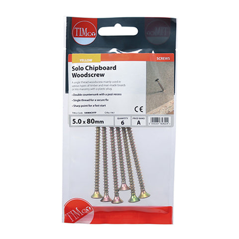 Solo Woodscrews - PZ - Double Countersunk - Yellow Main Image