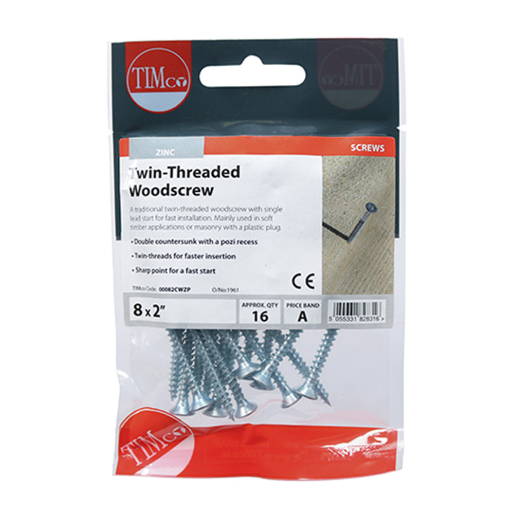 Twin-Thread Woodscrews - PZ - Double Countersunk - Zinc Main Image