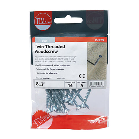 Twin-Thread Woodscrews - PZ - Double Countersunk - Zinc Main Image