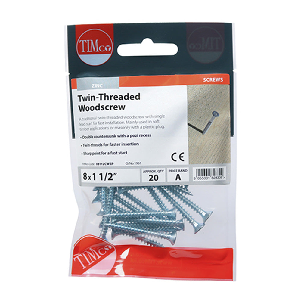 Twin-Thread Woodscrews - PZ - Double Countersunk - Zinc Main Image