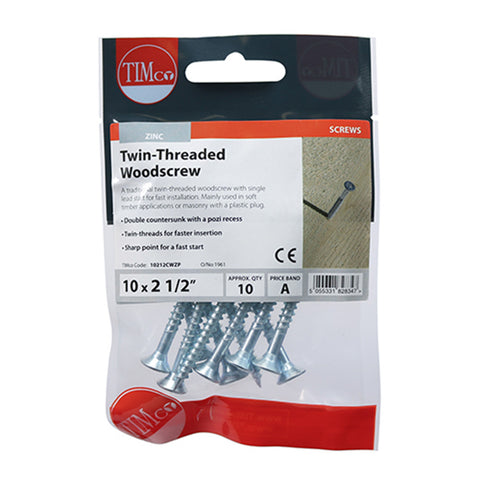 Twin-Thread Woodscrews - PZ - Double Countersunk - Zinc Main Image